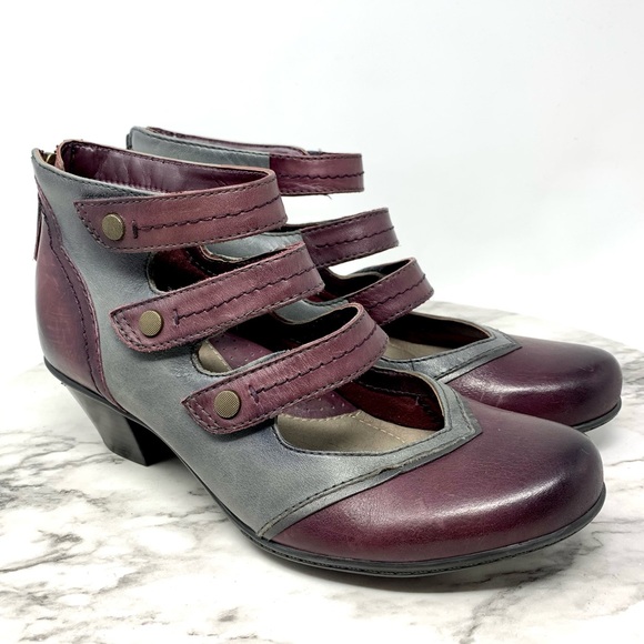 Earth Shoes - Earth Serano Multi-Strap Two Tone Booties 6 Comfort Whimsigoth Lagenlook